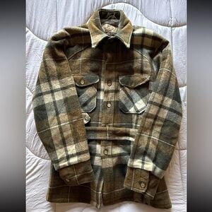 Vintage Woolrich Virgin Wool Sherpa Coat Plaid Western Jacket Large
